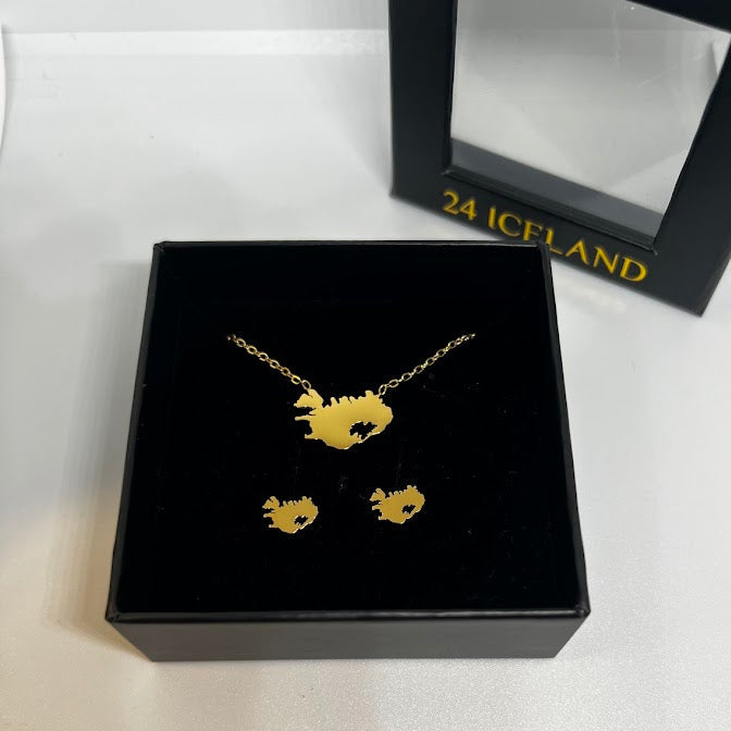 Ísland eyrnalokkar og Ísland hálsmen