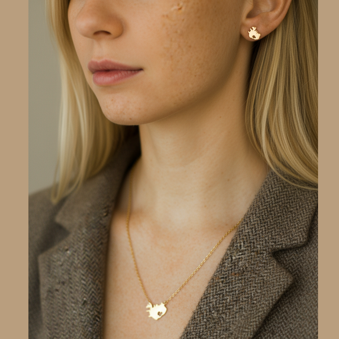 Ísland eyrnalokkar og Ísland hálsmen