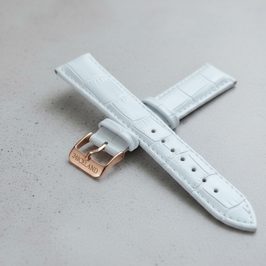 24 ICELAND CROCO / Hvít - RoseGold