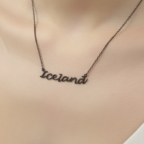 Iceland  hálsmen barna stærð - Black